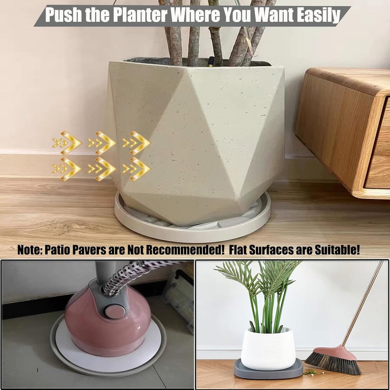 Dcpes Store 15.5" Plant Caddy with Hidden Wheels, 7 Invisible Caters, Rolling Plants Stand with Wheel Dolly, Wheeled Planter Roller Base, Indoor Pots Holder Tray Plants Pallet, Beige, 2Pack - Image 5